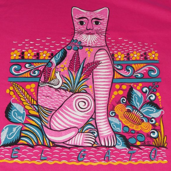 1987 El Gato Tonala Mexican Pottery Style T-Shirt - Picture 7 of 8